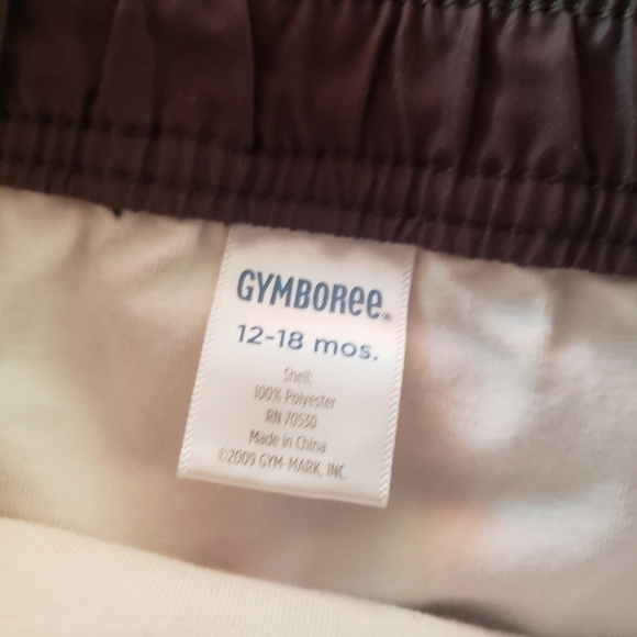 Gymboree Baby Boy 12-18 Months Swim Trunks Brown Orange Blue Plaid Hibiscus - Picture 2 of 3